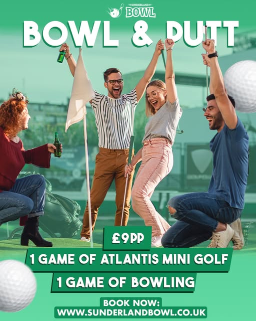 Bowl and putt promotional graphic from Sunderland Bowl