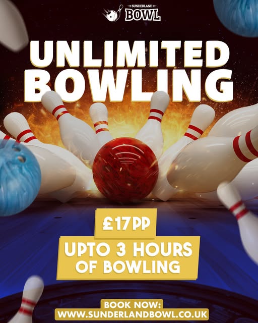 Unlimited bowling offer graphic from Sunderland Bowl